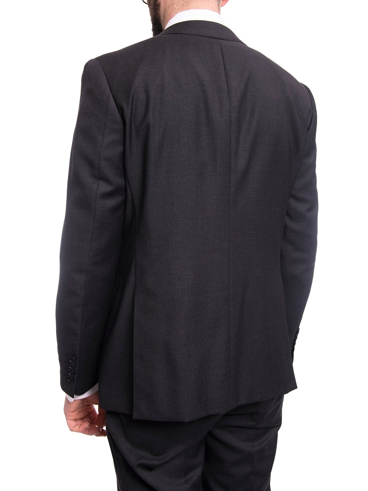 Blujacket Mens Solid Charcoal Gray Wool Cashmere Blend Regular Fit 2 Piece Suit