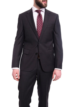 Blujacket Mens Solid Charcoal Gray Wool Cashmere Blend Regular Fit 2 Piece Suit