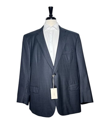 Brioni Mens Charcoal Textured Fully-Canvassed Notch Lapel Classic Fit 2-Button Wool Suit - 50L