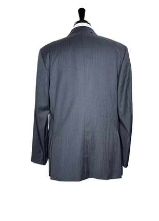 Isaia Mens Charcoal Gray Tonal Stripe Fully-Canvassed Notch Lapel Slim Fit 2-Button Wool Suit - 44L