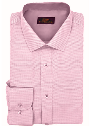 Steven Land Mens Pink Classic Fit 100% Cotton Barrel cuff Dress Shirt
