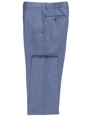 English Laundry Blue Check Slim Fit Notch Lapel Wool Blend Stretch 2 Button Suit