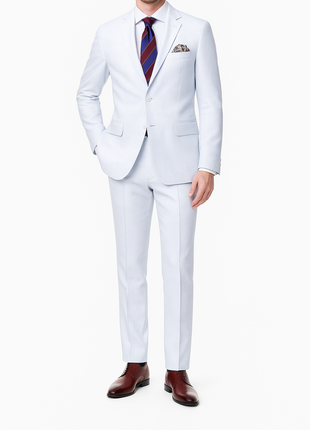 Raphael Mens Solid White Classic Fit Notch Lapel 2 Button Suit