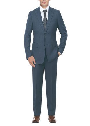 English Laundry Gray With Blue Check Slim Fit Notch Lapel Stretch 2 Button Suit