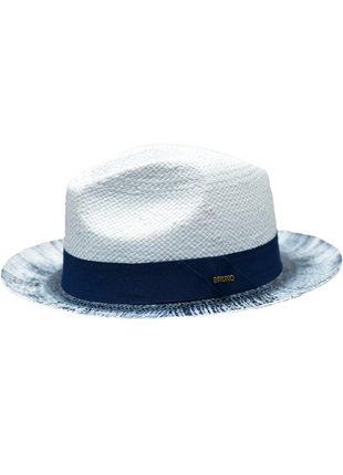 Men's Castro Collection Light Blue/Navy Blue Straw Fedora Hat