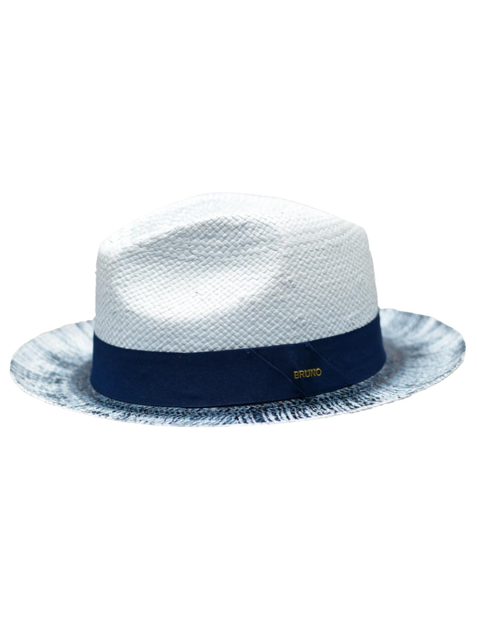 Men's Castro Collection Light Blue/Navy Blue Straw Fedora Hat