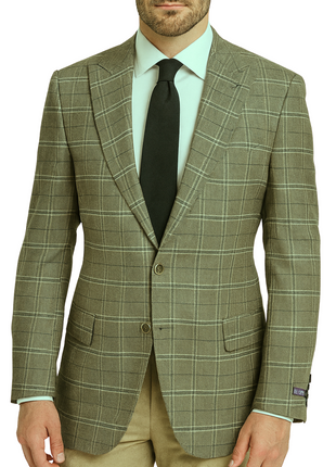 Canuti By Steven Land Mens Taupe Plaid Modern Fit Peak Lapel 2 Button Blazer Sportcoat