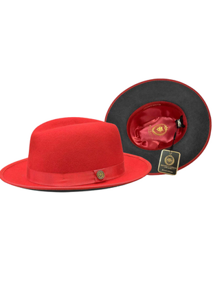 Men's Princeton Collection Red/Charcoal Felt Fedora Hat