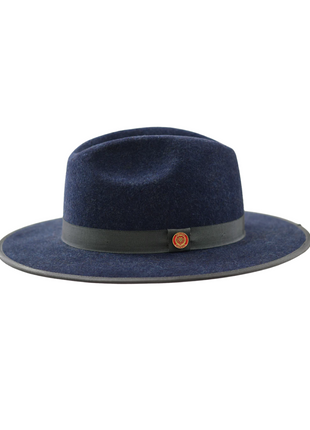 Men's Monarch Collection Denim/Red Felt Fedora Hat