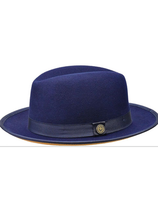 Men's Princeton Collection Navy/Camel Felt Fedora Hat