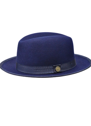 Men's Princeton Collection Navy/Red Felt Fedora Hat