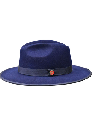 Men's Monarch Collection Navy/Red Felt Fedora Hat