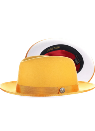 Men's Princeton Collection Gold/White Felt Fedora Hat