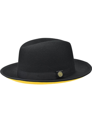 Men's Princeton Collection Black/Gold Felt Fedora Hat