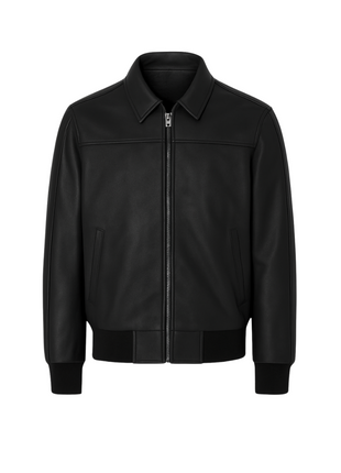 Premium Solid Genuine Leather Bomber Jacket Coat