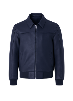 Premium Solid Genuine Leather Bomber Jacket Coat