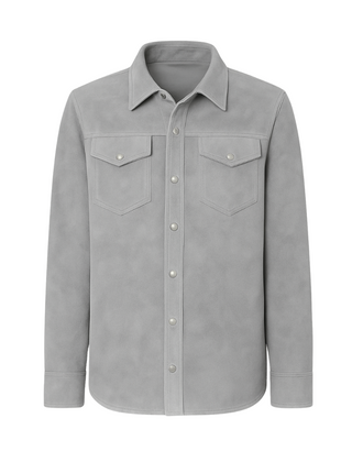 Premium Solid Suede Leather Jacket With Elbow Patches