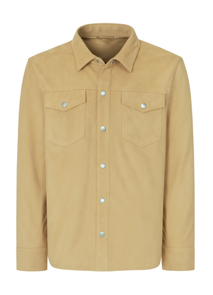 Premium Solid Suede Leather Jacket With Elbow Patches