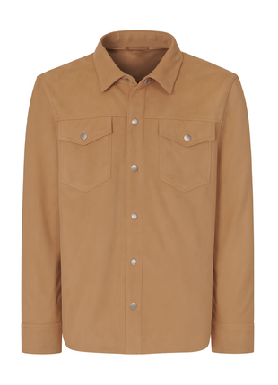 Premium Solid Suede Leather Jacket With Elbow Patches