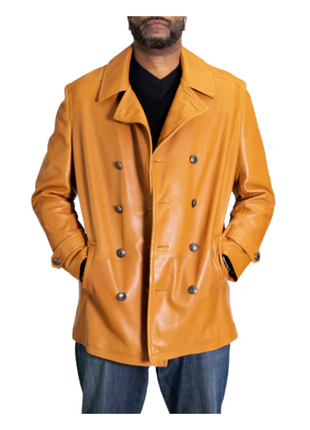 Premium Solid Genuine Leather Trench Jacket Coat
