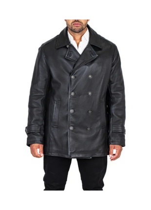 Premium Solid Genuine Leather Trench Jacket Coat
