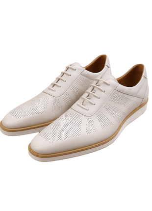 VQ Signature Lorenzo Mens White Lace-Up Leather Casual Shoes