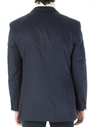 Blujacket Mens Navy Blue Regular Fit Silk Cashmere 2 Button Blazer Sportcoat