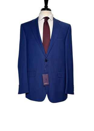 Bartorelli Napoli Mens Royal Blue Weave Notch Lapel Classic Fit 2-Button Wool Suit  - 44L