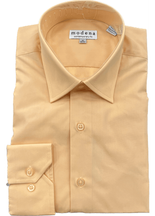 Mens Melon Orange Spread Collar Modern Fit Cotton Blend Dress Shirt