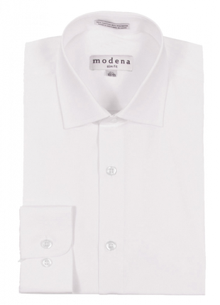 Mens Slim Fit Solid Off White Spread Collar Wrinkle Free 100% Cotton Dress Shirt