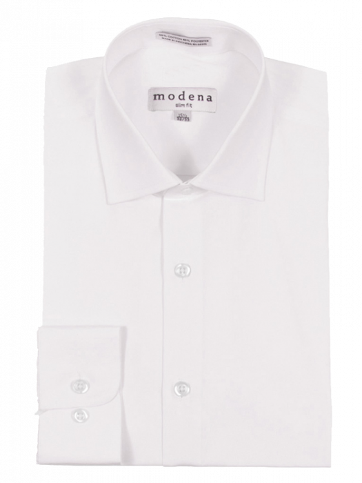 Mens Slim Fit Solid Off White Spread Collar Wrinkle Free 100% Cotton Dress Shirt