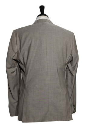 Hugo Boss Mens Taupe Textured Notch Lapels Classic Fit 2 Button Wool Suit - 40R