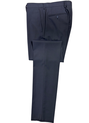 Bartorelli Napoli Mens Navy Pinstripe Notch Lapel Classic Fit 2-Button Wool Suit with Ticket Pocket - 40L