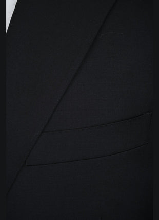 Canali 1934 Mens Solid Black 44L Drop 7 100% Wool 2 Piece Suit