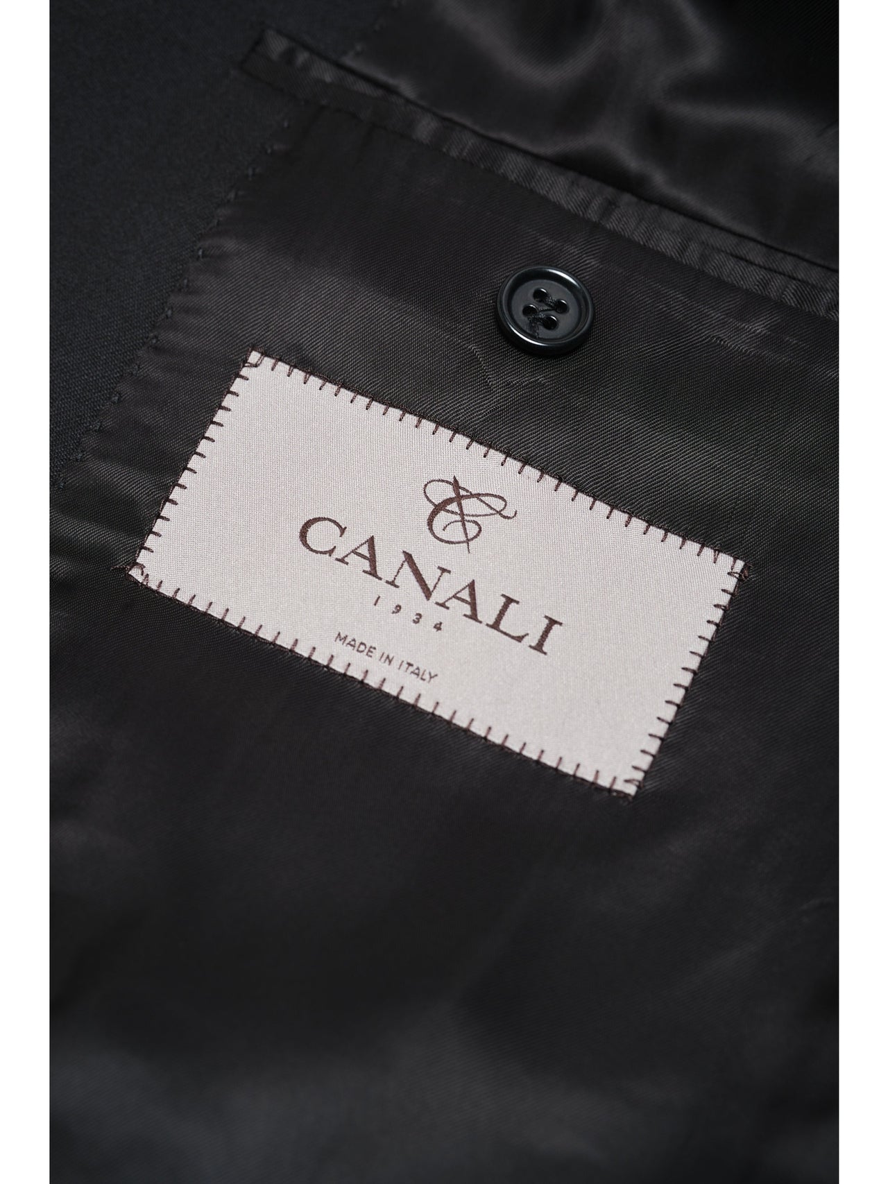 Canali 1934 Traje de 2 piezas 100% lana negro sólido 44L Drop 7 para hombre