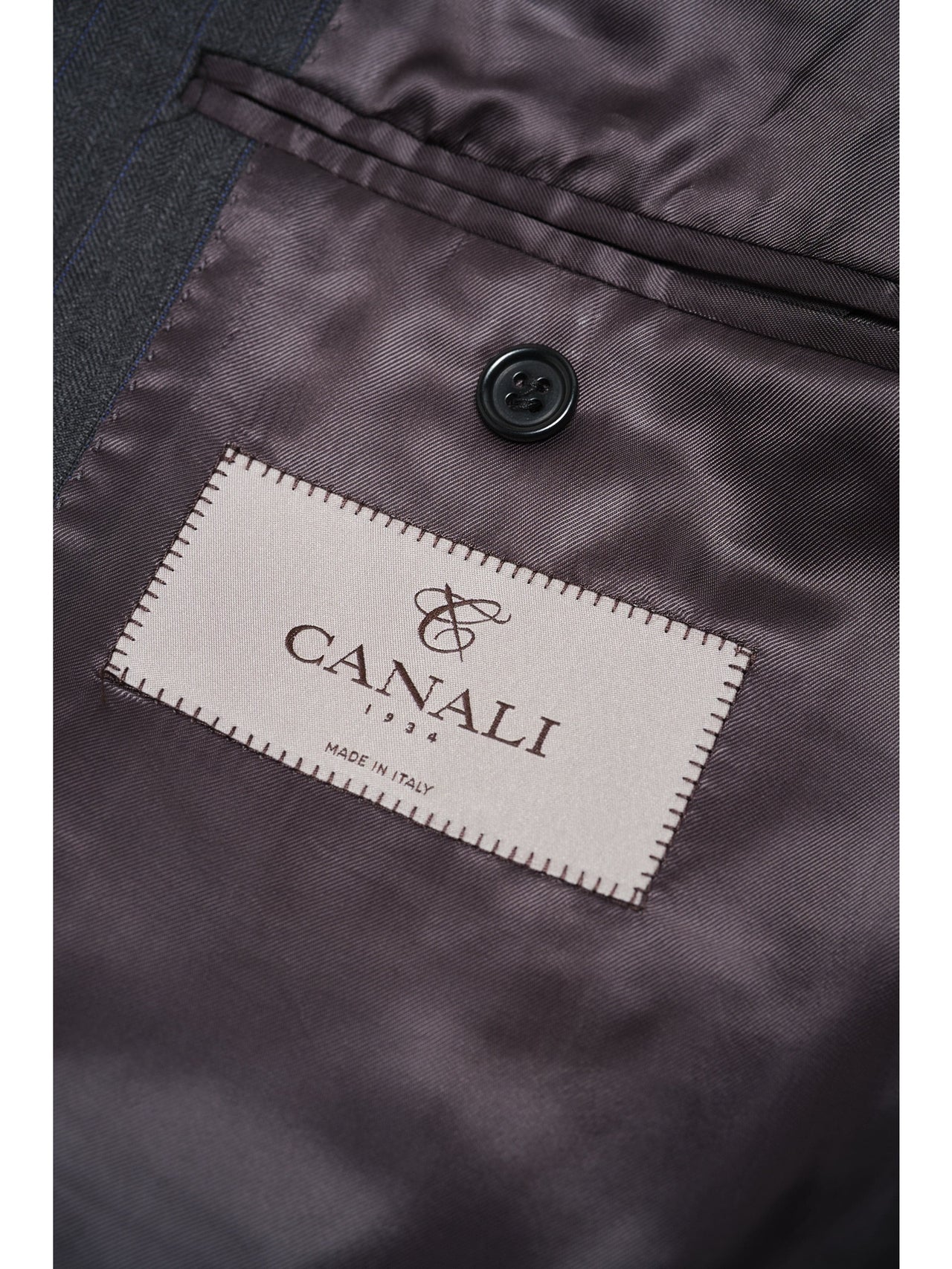 Canali 1934 Traje de 2 piezas 100% lana gris a rayas 44L Drop 7 para hombre