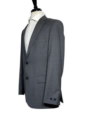 Hugo Boss Mens Gray Textured Notch Lapels Classic Fit 2 Button Wool Suit - 40L