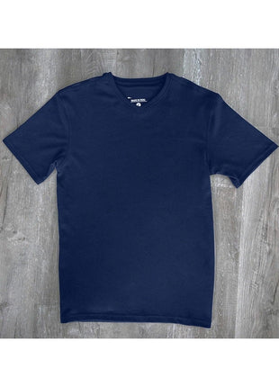 Briani Uomo Mens Navy Blue Short Sleeve V Neck 100% Pima Cotton Casual Shirt