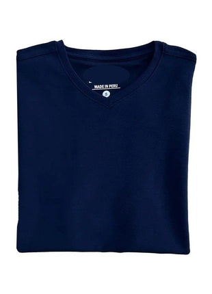 Briani Uomo Mens Navy Blue Short Sleeve V Neck 100% Pima Cotton Casual Shirt