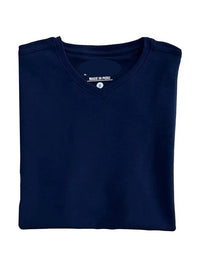 Thumbnail for Briani Uomo Mens Navy Blue Short Sleeve V Neck 100% Cotton Casual Shirt