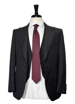 Brioni Mens Dark Brown Pinstripe Fully-Canvassed Peak Lapel Classic Fit 3-Piece Wool Blend Suit - 40S
