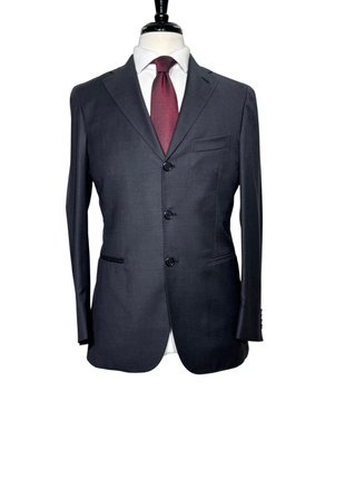 Anastasio Charcoal Textured Notch Lapel Classic Fit 3-button Wool Suit - 38R