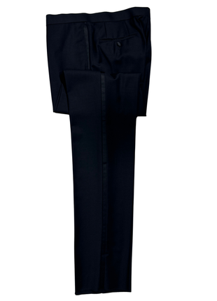 Napoli Mens Solid Black Notch Lapel Classic Fit 2-Button Wool Cashmere Tuxedo with Ticket Pocket - 42R