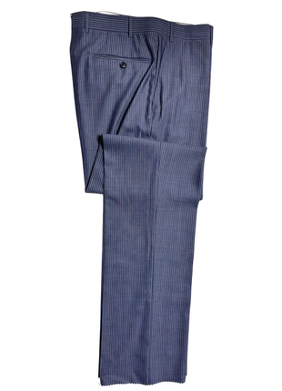 Corneliani Mens Blue Pinstripe Fully-Canvassed Notch Lapels Slim Fit 2 Button Wool Suit - 42L