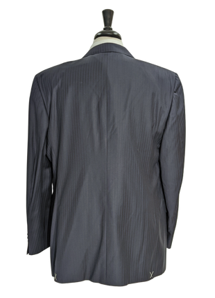 Canali Men's Navy Pinstripe 100% Wool Suit 44L - The Suit Depot
