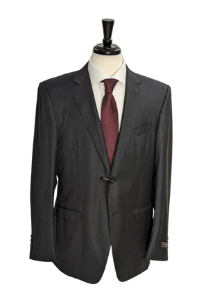 Canali Men's Solid Charcoal 100% Wool Suit 44R - The Suit Depot