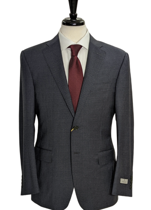 Canali Men's Gray & Blue Microcheck 100% Wool Suit 38R