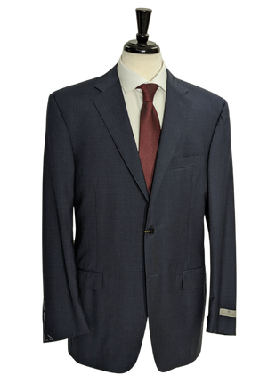 Canali Men's Blue Microcheck 100% Wool Suit 44L
