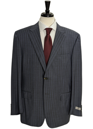 Canali Men's Blue Pinstripe 100% Wool Suit 46R