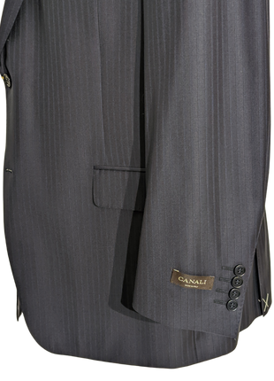 Canali Men's Navy Pinstripe 100% Wool Suit 44L - The Suit Depot
